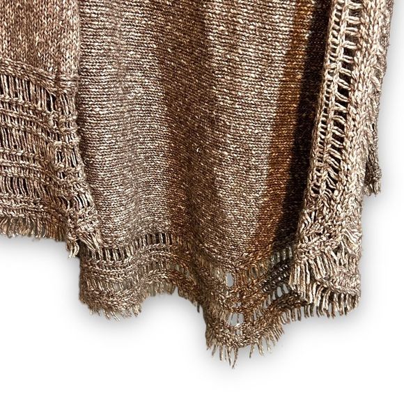 Christopher Fischer | Yak Cotton Blend Fringe Boho Soft Brown Cardigan Sweater - Picture 2 of 9